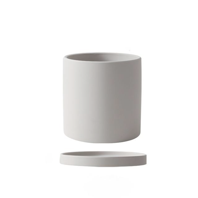 grey ceramic Planter cylinder shape