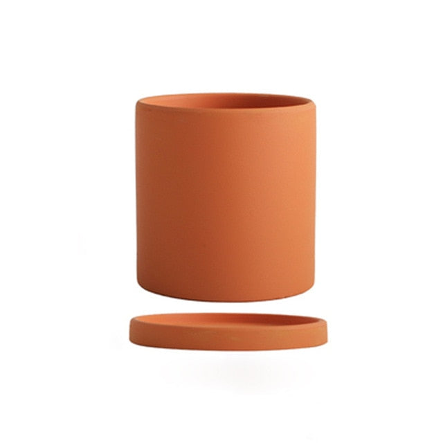 orange ceramic Planter cylinder shape
