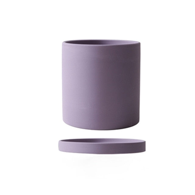 purple ceramic Planter cylinder shapec