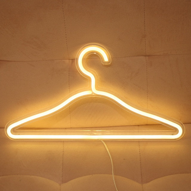 neon usb LED light  yellow clothes hanger