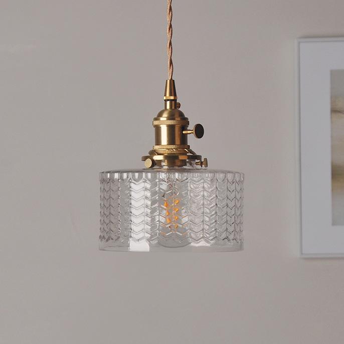 Round Transparent Glass Brass Pendant Lamp
