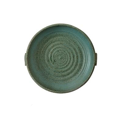 round ceramic vintage aged green dinner dish plate