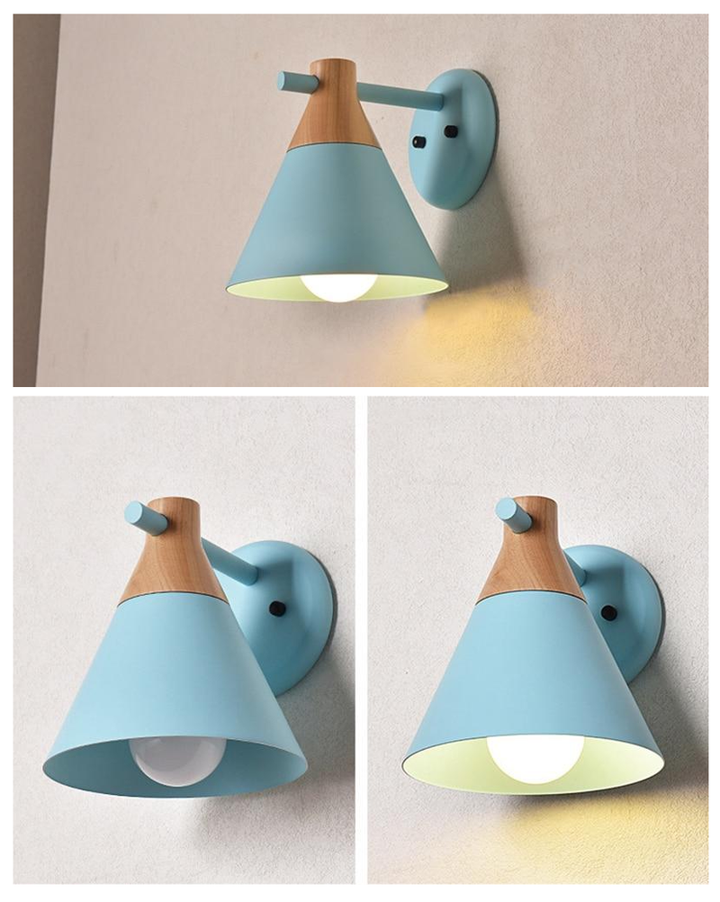 blue Cone Metal & Wood wall lamp