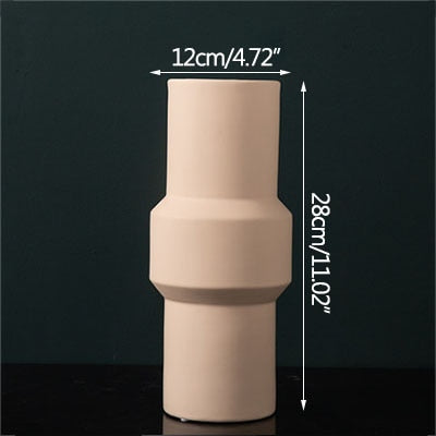 sculptured cylinder  ivory ceramic vase