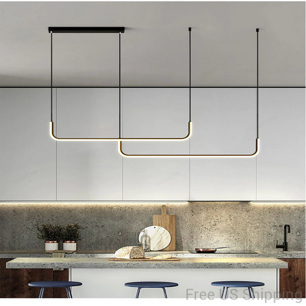 brass shadeless adjustable cable length LED hanging light