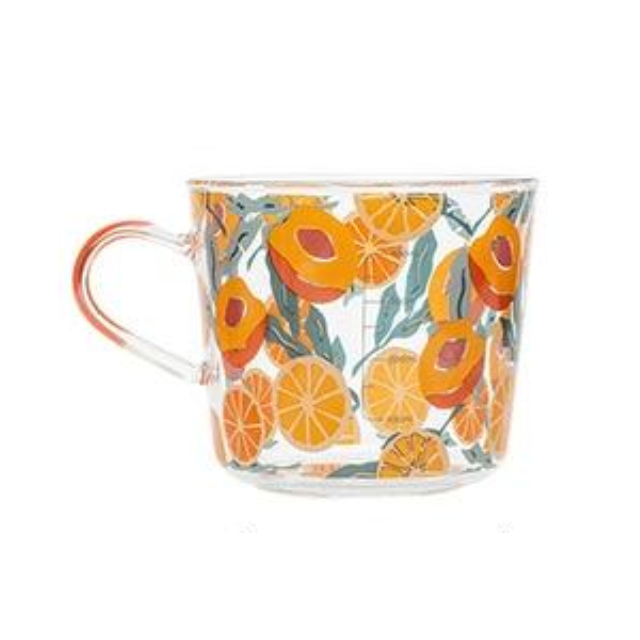 borosilicate glass yellow peach pattern with scale cup