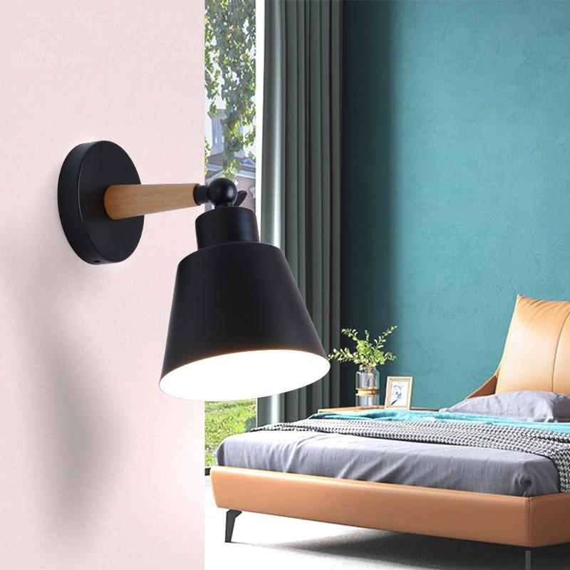 Rotating Wall Sconce in Wood and Metal Black