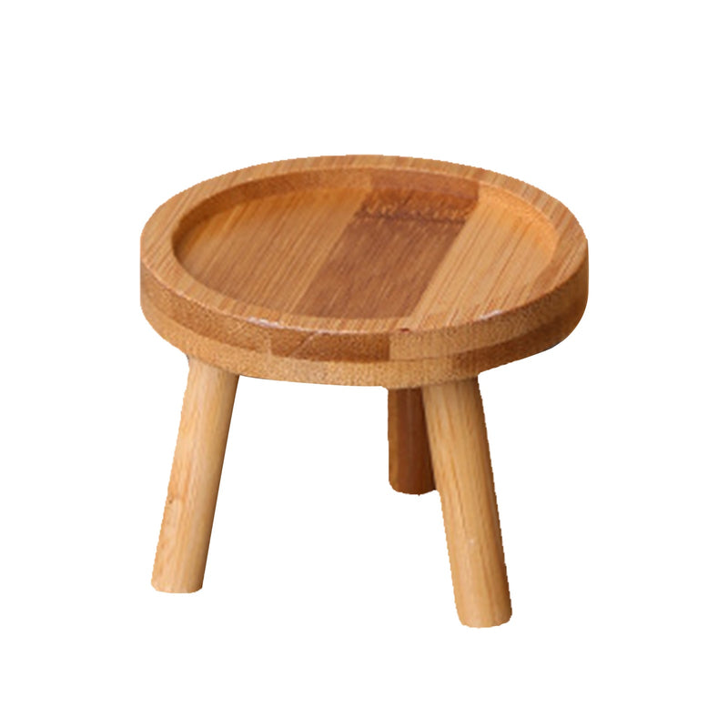 round wooden stool brown natural flower pot stand