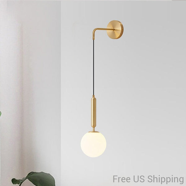 Poiret Series Brass & Glass Globe Hanging Wall Lamp