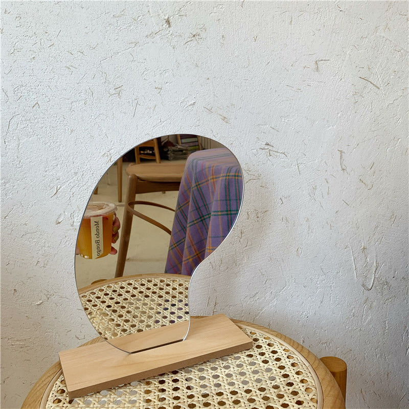 abstract acrylic mirror with wooden base