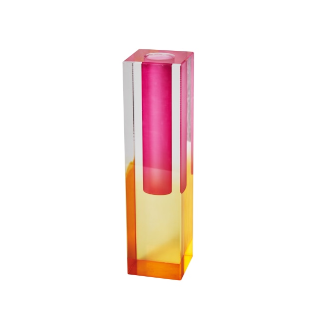 rectangle acrylic pink rainbow tinted tabletop vase