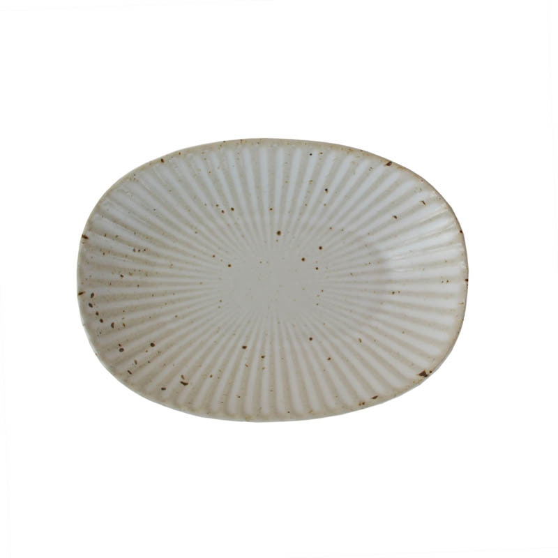 rectangle rounded scalloped edge ceramic plate