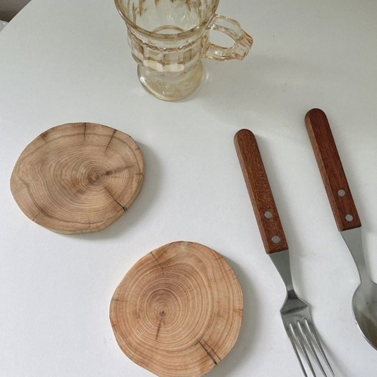 Natural Round Wood Slice Coasters Cup