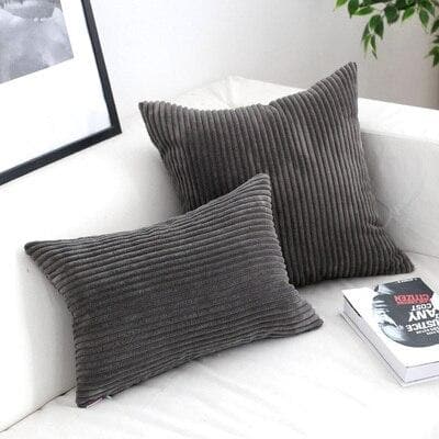 Corduroy Cushion Covers in Bright colors 17x17 24x24 Charcoal