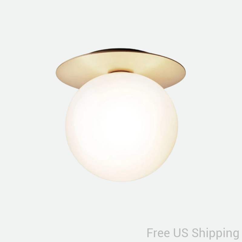 sphere globe gold metal plate frosted glass ceiling light Nuura Liila 1 Wall lamp