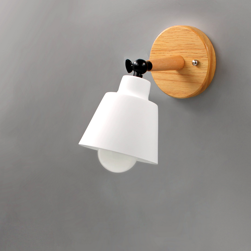 Rotating Wall Sconce in Wood and Metal White