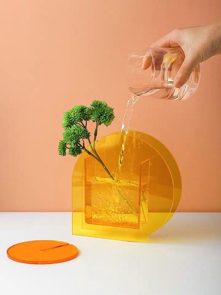 orange acrylic vase