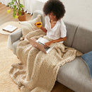 Chunky Double Knit Handmade Throw Blanket Cozy Soft Textured Couch and Bed Accent Decor