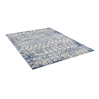 Blue Ivory Distressed Geometric Area Rug Diamond Pattern Modern Woven Living Room Floor Carpet