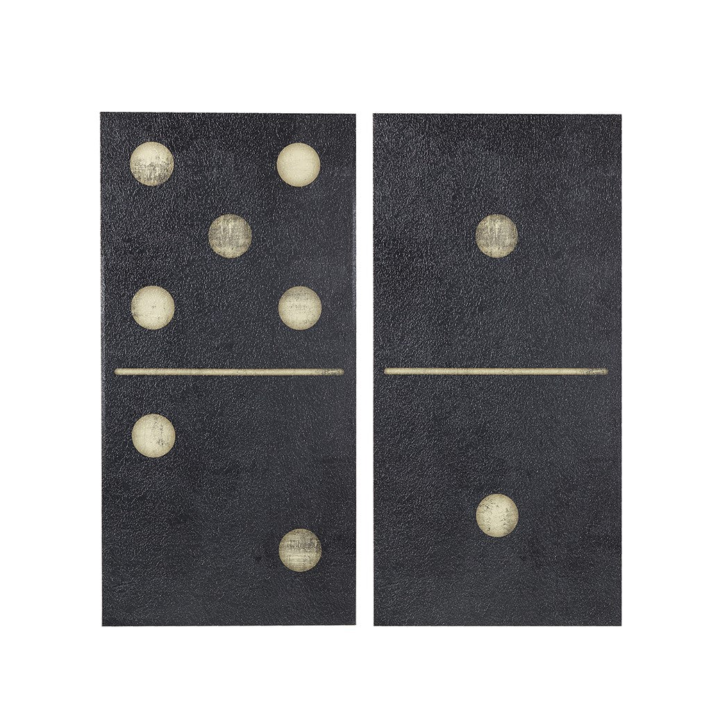 Black Domino Canvas Wall Art Set 2-Piece Modern Minimalist Geometric Decor