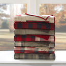 Oversized Cotton Quilted Throw Blanket Rustic Plaid Patchwork Design