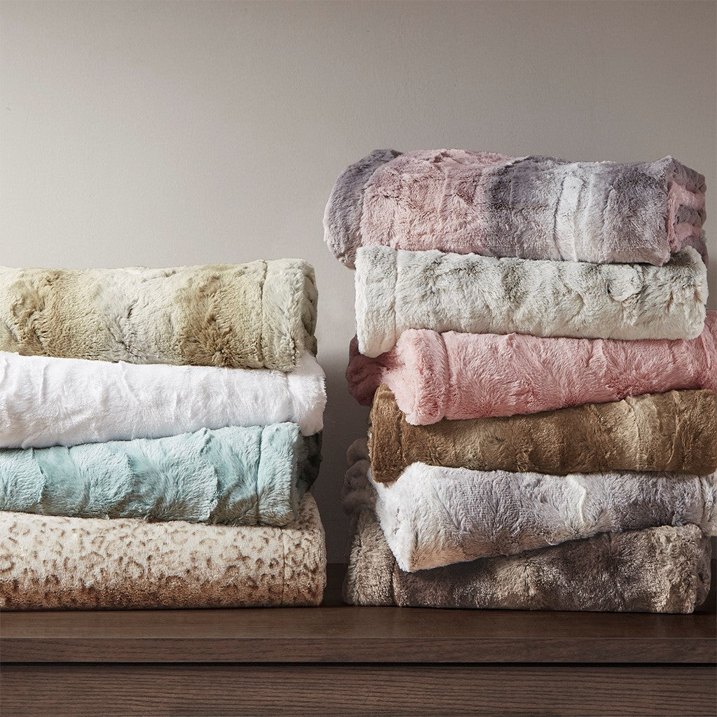 Zuri Oversized Faux Fur Throw Blanket Luxurious Plush Soft Decorative Accent