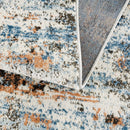 Abstract Blue and Rust Area Rug Distressed Modern Pattern Contemporary Living Room Accent Carpet