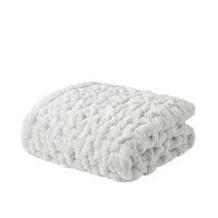 Ruched Faux Fur Throw Blanket Plush Textured Soft Cozy Sofa or Bed Accent