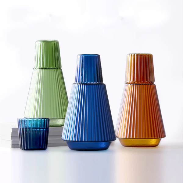 Pleated Glass Carafe & Cup Set
