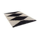 Modern Black and Beige Area Rug Geometric Zigzag Pattern Textured Living Room Carpet with Fringe
