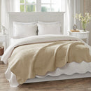 Tuscany Oversized Quilted Throw Blanket Scalloped Edges Elegant Textured Design