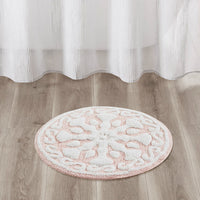 Floral medallion round rectangle bath mat tufted plush rug absorbent soft pile rug