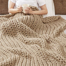 Chunky Double Knit Handmade Throw Blanket Cozy Soft Textured Couch and Bed Accent Decor