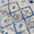 Blue Ivory Distressed Geometric Area Rug Diamond Pattern Modern Woven Living Room Floor Carpet