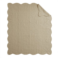 Tuscany Oversized Quilted Throw Blanket Scalloped Edges Elegant Textured Design