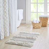 Woven textured bath rug stripe non skid shaggy bathroom mat boho inspired handwoven rug