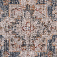 Vintage Medallion Area Rug Faded Blue Rust Ivory Traditional Persian Style Woven Living Room Carpet