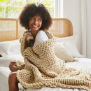 Chunky Double Knit Handmade Throw Blanket Cozy Soft Textured Couch and Bed Accent Decor