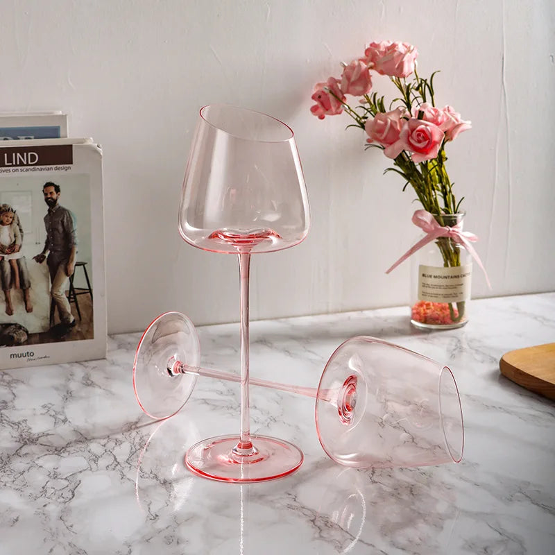 Flamingo Pink Glass Flute & Goblet