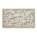 Floral Bathroom Rug Beige White Leaf Tufted Bath Mat Pattern Soft Absorbent Non-Slip Mats