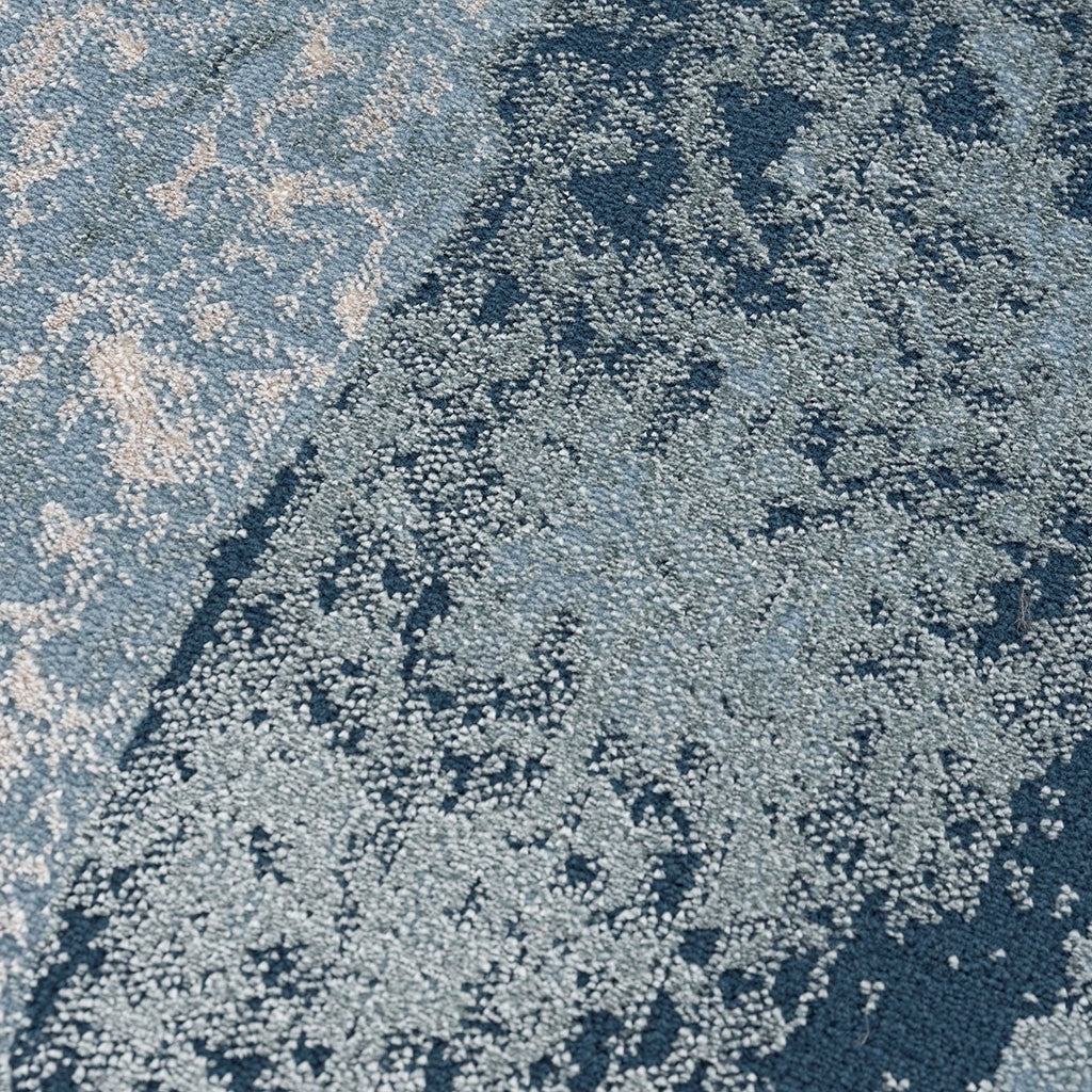 Modern Area Rug Blue Abstract Pattern Soft Textured Living Room Decor