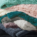 Ruched Faux Fur Throw Blanket Plush Textured Soft Cozy Sofa or Bed Accent