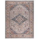 Vintage Medallion Area Rug Faded Blue Rust Ivory Traditional Persian Style Woven Living Room Carpet