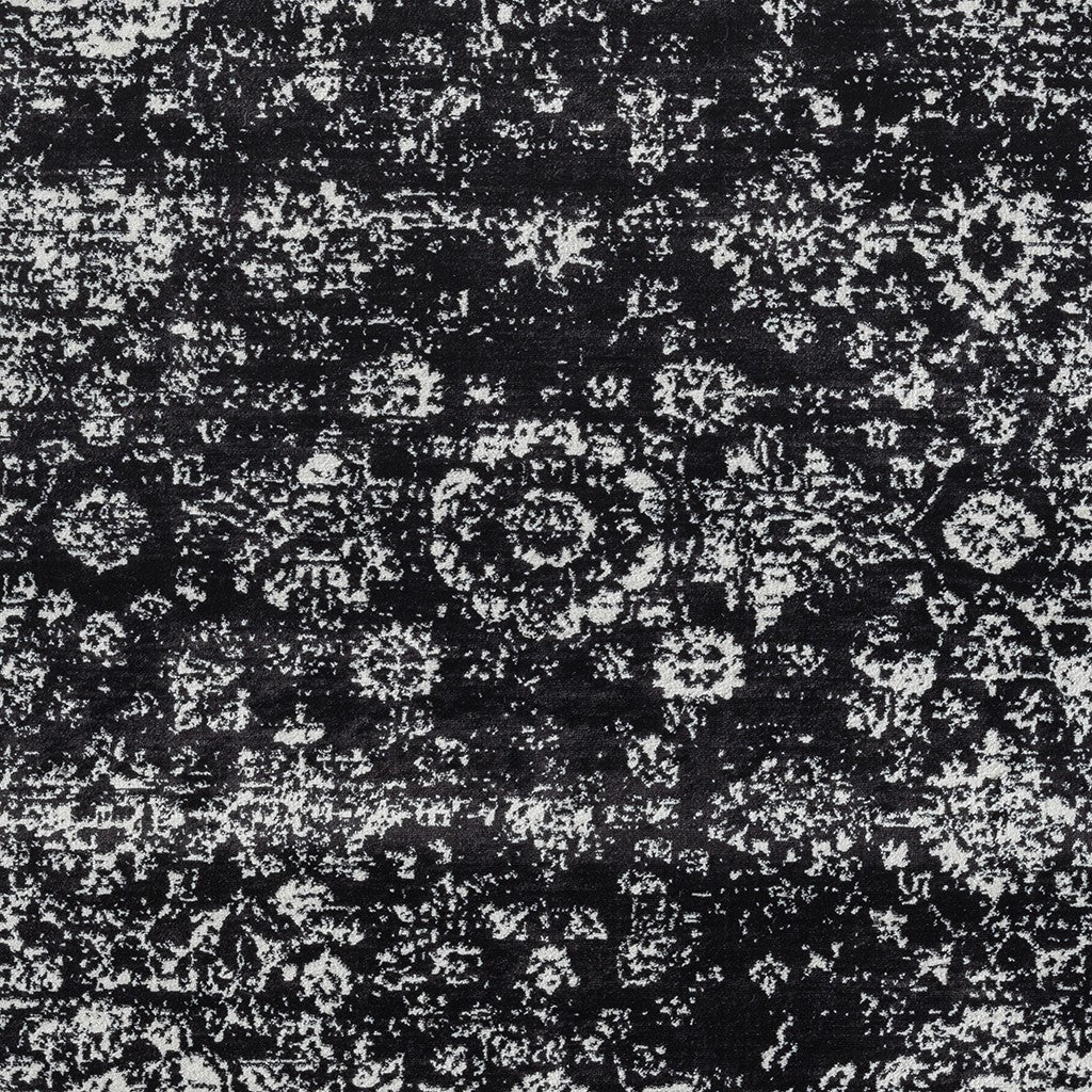 Black and White Distressed Vintage Area Rug Floral Pattern Modern Living Room Soft Floor Carpet