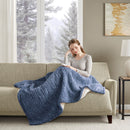 Marbled Sherpa Heated Throw Blanket Plush Reversible Cozy Electric Warming Cover