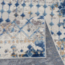 Blue Ivory Distressed Geometric Area Rug Diamond Pattern Modern Woven Living Room Floor Carpet