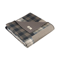 Oversized Cotton Quilted Throw Blanket Rustic Plaid Patchwork Design