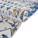 Blue Ivory Distressed Geometric Area Rug Diamond Pattern Modern Woven Living Room Floor Carpet