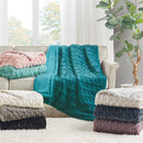 Ruched Faux Fur Throw Blanket Plush Textured Soft Cozy Sofa or Bed Accent