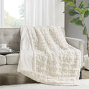 Ruched Faux Fur Throw Blanket Plush Textured Soft Cozy Sofa or Bed Accent